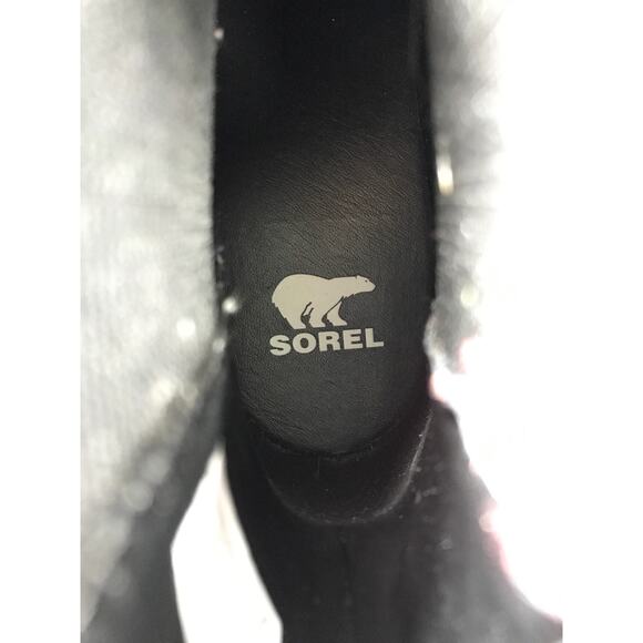 Sorel Women's 8.5 Red Black Chelsea Brex Waterproof Ankle Boots Winter Fall - Picture 5 of 8